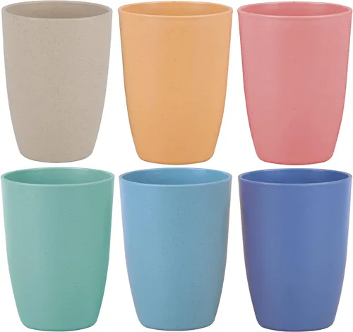 Miniatura 14 de Vaso reutilizable de paja de trigo (12 onzas), juego de vasos irrompibles para el hogar y al aire libre, vaso apto para lavavajillas, sin BPA
