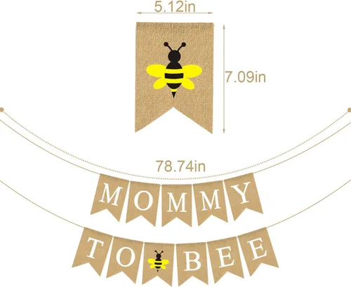 Miniatura 2 de Rainlemon Cartel de arpillera de yute para mamá y abejorro, tema de abejorro para niño, niña, baby shower, decoración de fiesta