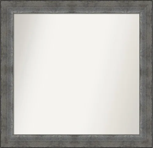 Miniatura 261 de Amanti Art Espejo de baño plateado para sobre el fregadero, 24 x 24 pulgadas, espejo cuadrado de peltre forjado a medida, marco de madera casual