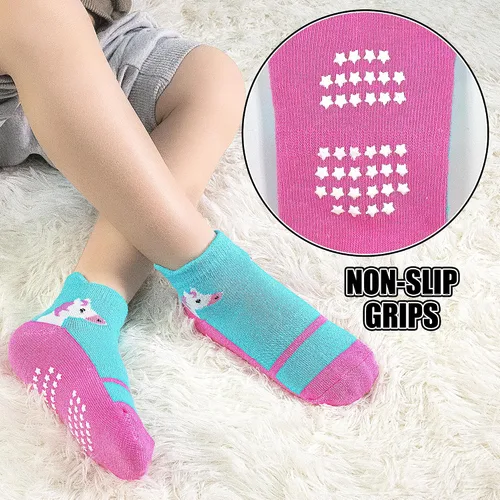 Miniatura 4 de ELUTONG - Calcetines para niños con agarre, antideslizantes, 12 pares para niños, niñas, bebés de 1 a 7 años