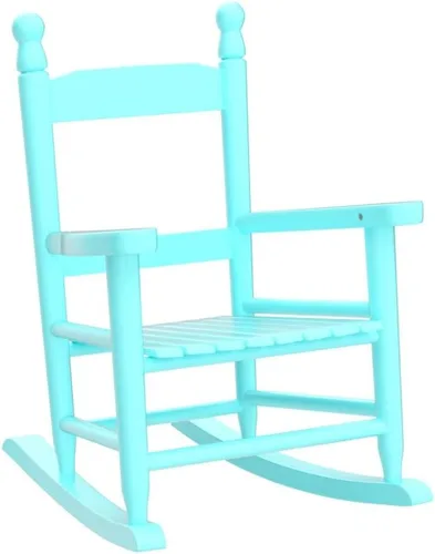 Miniatura 5 de Mecedora para niños, mecedora para niños, mecedora para niños con estructura clásica de madera dura, para niños, niñas, guardería, interior, Azul