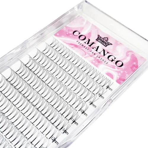 Miniatura 55 de CoMango Extensiones de pestañas de volumen 3D/4D/5D/6D/10D, grosor de 0.003 in, rizo C/D, tallo corto de 0.315-0.591 in, extensiones de pestañas