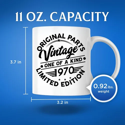 Miniatura 3 de 1970 Original Parts Taza de café – Año de nacimiento 1970 – Taza de café Nacido en 1970 – Taza de café de cumpleaños – Taza de café de 11 onzas