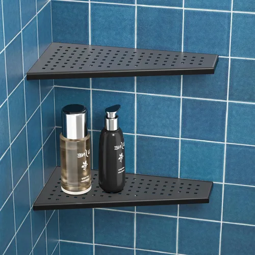 Estante esquinero de ducha de 2 piezas, estantes trapezoidales de baño de 12 pulgadas para pared de azulejos, lechada de acero inoxidable 304 en