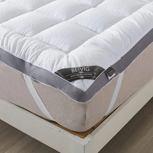Miniatura 7 de Cubrecolchón Queen – Protector de almohada alternativa de plumón de lujo de felpa de calidad – Funda de colchón extra gruesa (tamaño queen)