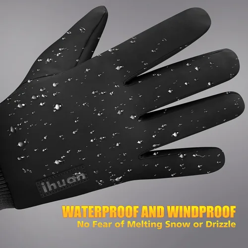 Miniatura 5 de ihuan Guantes de invierno para hombres y mujeres guantes de clima frío para correr ciclismo guantes impermeables para nieve cálidos dedos