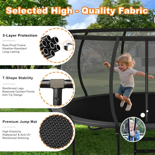 Miniatura 5 de DeepRoar Tranpoline de calabaza mejorada de 8/10/12/14/15/16 pies para niños, juego de tranpolina para exteriores resistente de 1500 libras con aro