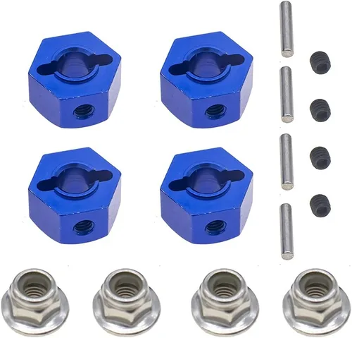 Miniatura 2 de Bujes hexagonales de aluminio de 0.472 in con pasadores de eje de repuesto de tuercas de 1654 para RC Traxxas 1/10 Slash 4x4, Stampede 4WD