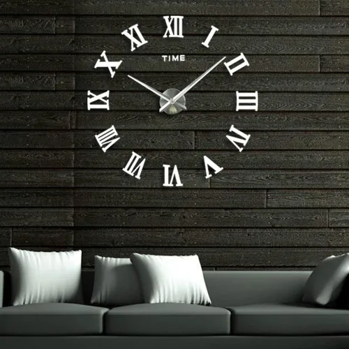 Miniatura 2 de Timelike - Reloj de pared, 3D, bricolaje, 1M, moderno, sin marco, grande, kit para reloj de pared 3D, bricolaje, para sala de estar, recámara. Plata