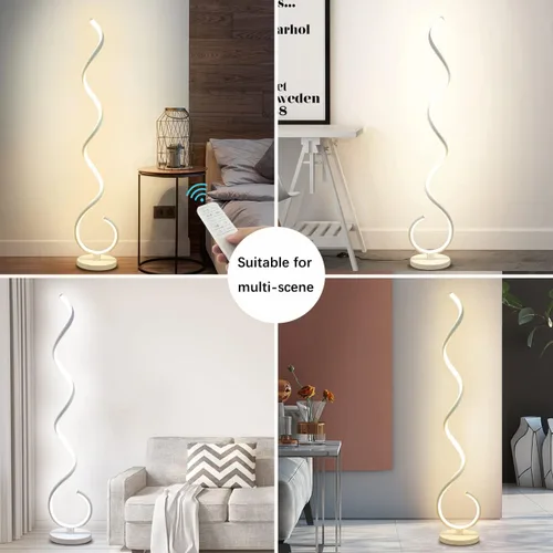 Miniatura 7 de Lámpara de Pie LED Espiral, 40W Lámparas de Pie Regulables para Sala de Estar con Control Remoto, Colores y Brillo Ajustables sin Escalones Lámpara