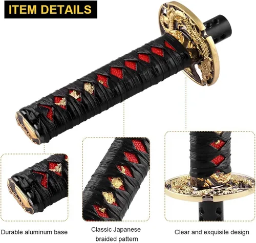Miniatura 4 de RYANSTAR - Pomo de cambio automático de espada samurái, universal, compatible con bloqueo y botón, transmisión automática, katana, cambiador