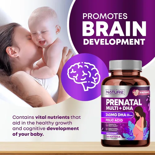 Miniatura 6 de Vitaminas prenatales para mujeres - Multivitamínico con DHA, ácido fólico, vitamina C, B12, hierro y Omega-3 - Suplemento antes, durante y después