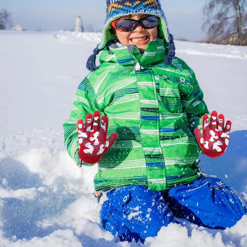 Miniatura 3 de Syhood 6 pares de guantes elásticos de invierno para niños, guantes de camuflaje con dedos completos para niños de 5 a 8 años
