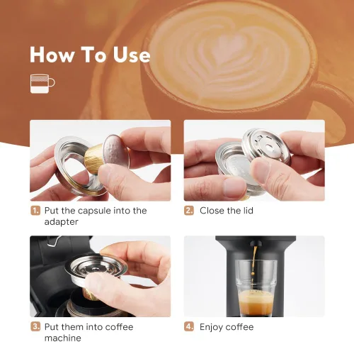 Miniatura 3 de Adaptador de cápsulas de café reutilizable compatible con Nespresso Vertuo, ENV135 y VertuoLine GCA1, convertidor de cápsulas de café de acero