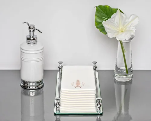 Miniatura 2 de Servilletas de papel Airlaid con estampado de piña de oro rosa, 1/6 pliegue de 12 x 17 pulgadas, toallas de mano desechables para invitados