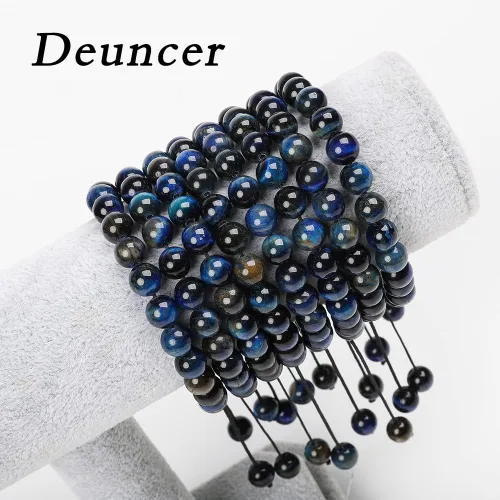 Miniatura 5 de Deuncer Pulsera ajustable unisex con cuentas de cristal de ágata natural de 0.315in