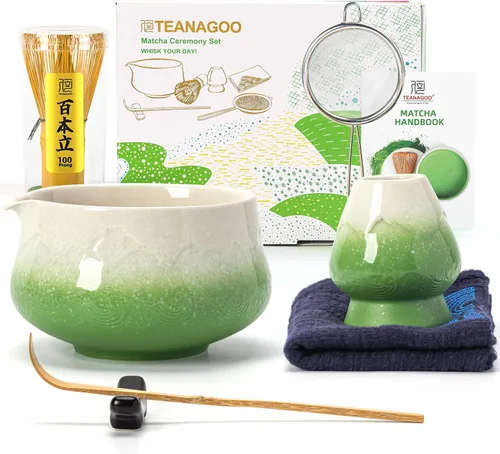 Miniatura 14 de TEANAGOO Juego de 7 batidores de matcha azul, juego de matcha de cerámica, kit de matcha para ceremonia, juego de té matcha para hacer