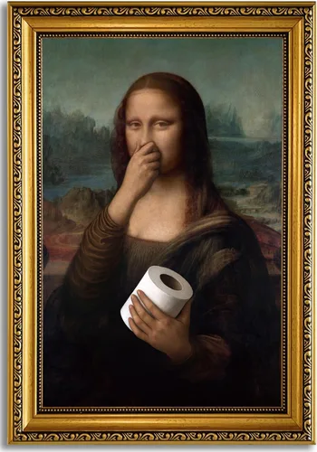 Miniatura 45 de YD&YZY Arte de pared de rana divertida para baño con marco dorado, lienzo de rana en el inodoro leyendo periódico, decoración de pared, pintura