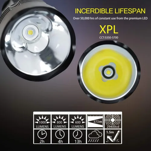 Miniatura 3 de Linterna de buceo de buceo de 2000 lúmenes impermeable submarino XM-L2 LED submarino luces titular con cargador para bajo el agua cueva de mar