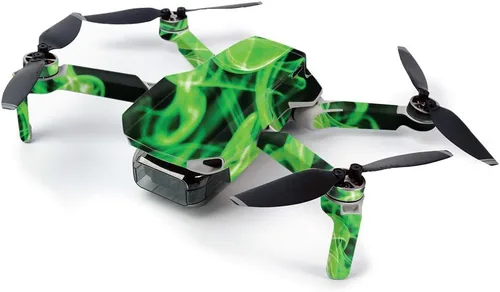Miniatura 2 de MightySkins - Skin para DJI Mavic Mini dron portátil Quadcopter – Llamas verdes Funda protectora de vinilo duradera y única Fácil de aplicar