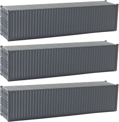 Miniatura 9 de 3pcs HO Escala sin decorar 40 ' (pies) Contenedores de envío 1:87 Contenedor lateral acanalado blanco C8740W
