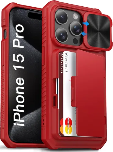 Miniatura 11 de Vihibii Funda para iPhone 13 Pro Max/iPhone 12 Pro Max con tarjetero (4 tarjetas) [bloqueo RFID] y cubierta de cámara deslizante, protección contra