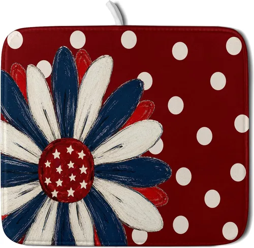 Miniatura 24 de Alfombrilla de secado de platos para encimera de cocina pequeña absorbente de café de otoño Alfombrilla de secado de microfibra de bosque de otoño