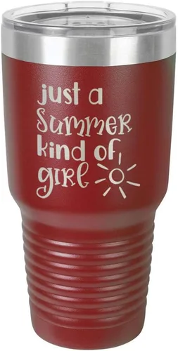 Miniatura 20 de JUST A SUMMER KIND OF GIRL Vaso de 30 oz con pajita y tapa superior deslizante Taza de viaje de acero inoxidable Comparar con Yeti Rambler