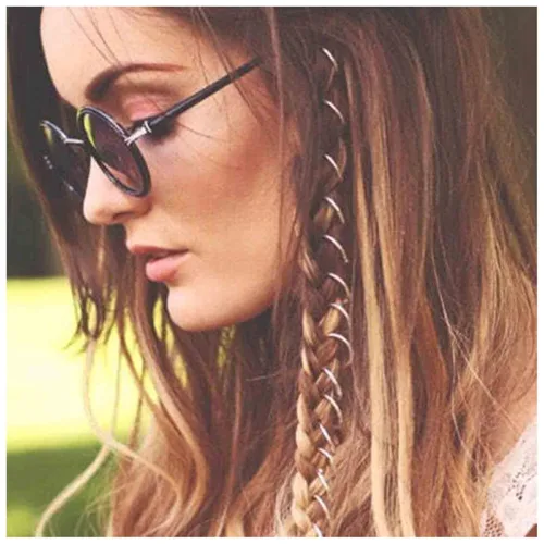 Miniatura 9 de Juego de anillos para el cabello de concha bohemia, pinzas trenzadas doradas, bucles para el cabello de rastas y accesorios de joyería africana