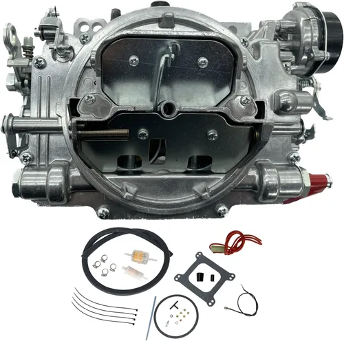 1806 - Repuesto de carburador de 4 barriles para carburador Thunder AVS 650 CFM con acabado satinado y orificio cuadrado (estrangulador eléctrico)