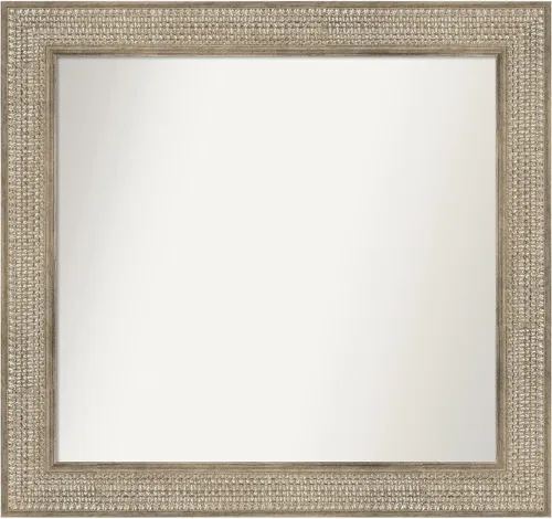 Miniatura 170 de Amanti Art Espejo de baño plateado para sobre fregadero, 26 x 26 pulgadas, espejo cuadrado de níquel pulido, marco de madera tradicional mediano, se