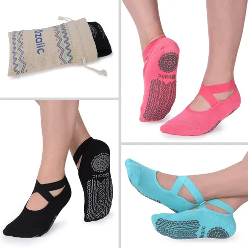 Miniatura 73 de Ozaiic - Calcetines de yoga para mujer con correas y agarres antideslizantes, ideales para pilates, Pure Barre, ballet, danza y entrenamiento