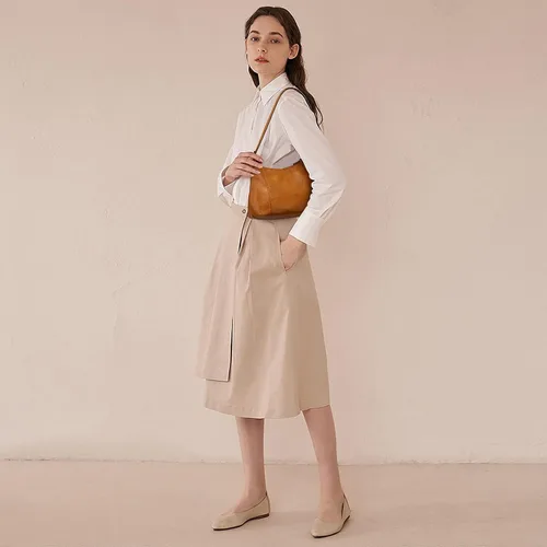 Miniatura 8 de S-ZONE Monederos pequeños de cuero para mujer, bolsos de hombro y bolsos con bolsillo exterior, Marrón
