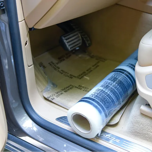 Miniatura 5 de CARCAREZ Rollo de película protectora adhesiva transparente para alfombra de automóvil, alfombrillas protectoras desechables adhesivas, hojas