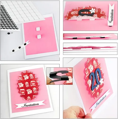 Miniatura 7 de 3L Scrapbook Adhesivo Permanente Pre-Corte 3D Espuma Montaje Cuadrados Negro