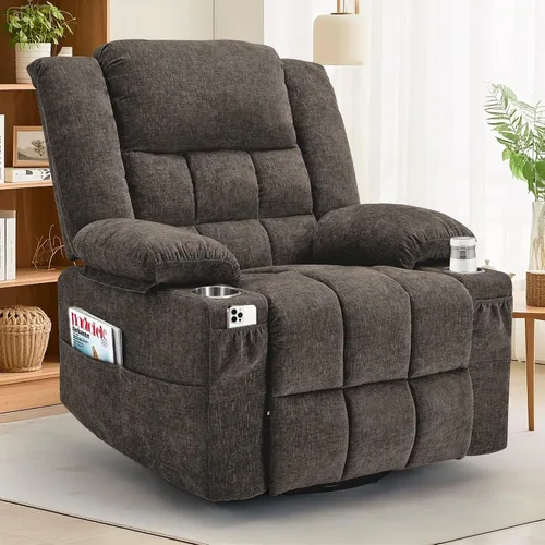 Miniatura 10 de Korser Sillón reclinable giratorio de 360° con mecedora para adultos, sillón reclinable con masaje y calefacción para guardería, silla de columpio