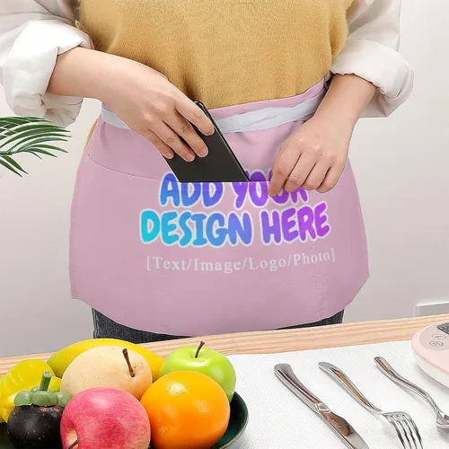 Miniatura 47 de AXKEUDO Delantal personalizado con bolsillos, delantales de cintura para camarera para cocinar en casa, restaurante, servir trabajo