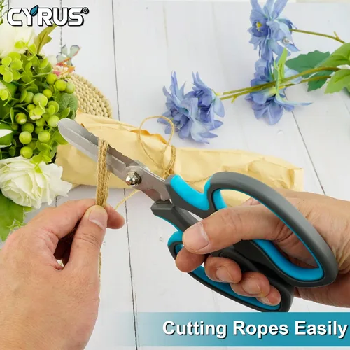 Miniatura 2 de CYRUS Tijeras de jardín Podadora con dientes de sierra Tijeras de poda Flor afilada (Azul con diente de sierra) Anti-Slip Ergonomic Grips Florist