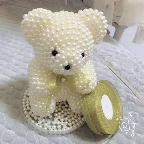 Miniatura 5 de 20 piezas de agujeros rectos de 0.63 pulgadas (0.630 in) de color beige redondo acrílico para coser, cuentas espaciadoras de perlas de imitación