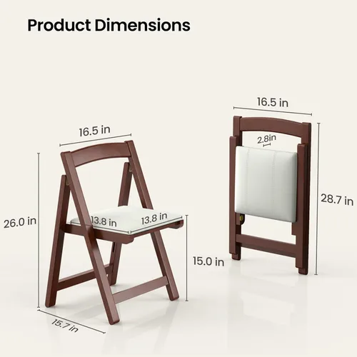 Silla plegable de madera con asiento acolchado, silla de comedor plegable portátil, silla apilable de madera maciza para bodas, eventos, oficina,