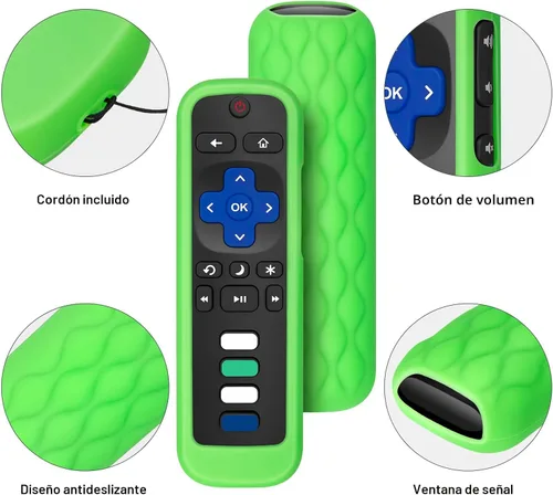 Miniatura 4 de Paquete de 2 fundas protectoras de control remoto para mando de TV Roku/Funda protectora de silicona - Brilla en la oscuridad (Verde/Azul)