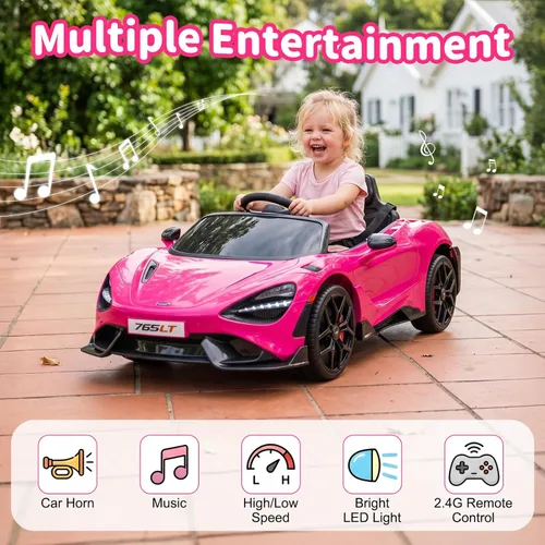Miniatura 4 de Automóvil de paseo para niños con licencia McLaren 765LT para niños de 3 a 6 años, coche eléctrico de 12 V con batería eléctrica, con control remoto