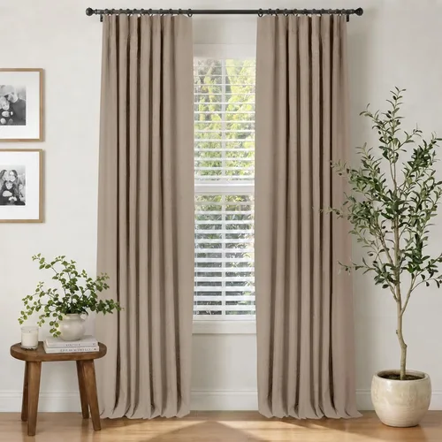 Miniatura 28 de INOVADAY Cortinas 100% opacas para dormitorio, cortinas opacas de 84 pulgadas de largo, cortinas opacas de lino con anillos de clip, aislamiento