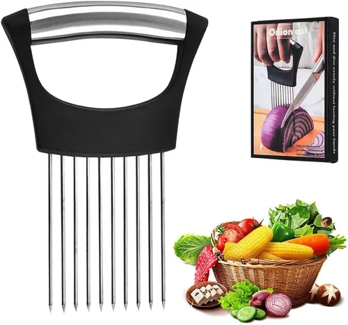 Soporte de Cebolla para Cortar, Nuevo Soporte de Cebolla de Acero Inoxidable 2025, Cortador de Limón, Tomate y Cebolla, Herramienta de Cocina para