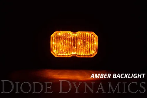 Miniatura 6 de Diode Dynamics C2 1.0 SAE Pod LED deportivo estándar amarillo (par), Combo con retroiluminación ámbar