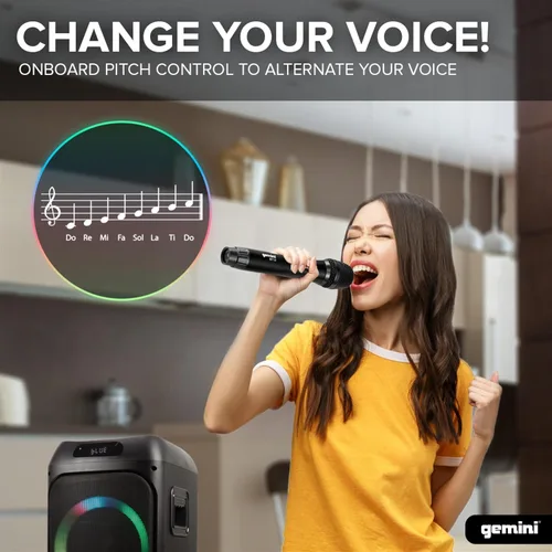 Miniatura 4 de Gemini Sound GHK-2800 - Altavoz de fiesta con refuerzo de graves, luces LED y efectos de cambio de voz, karaoke Bluetooth, incluye micrófono