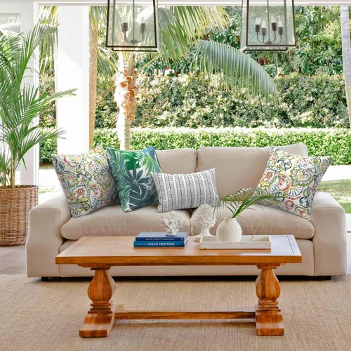 Miniatura 487 de Juego de 2 almohadas para exteriores de 16 x 16 pulgadas, repelentes al agua con interiores, para muebles de patio, hogar, jardín, geometría bohemia