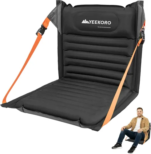 Miniatura 9 de Asientos plegables inflables, sillas portátiles con soporte de espalda, asiento plegable y ligero para campamento/eventos deportivos, asientos