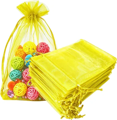 Miniatura 15 de Paquetes de 50 bolsas de organza de regalo de 4 x 6 pulgadas, cordón negro a granel para baby shower, Navidad, cumpleaños de profesores, recuerdos