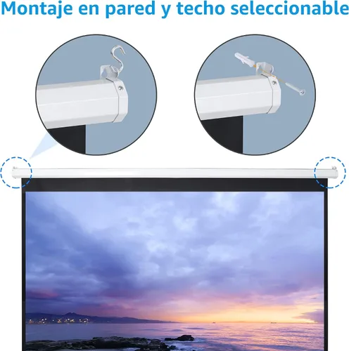 Miniatura 7 de SUPER DEAL 100'' 16:9 HD Pantalla de proyección plegable, no se arruga, portátil, pantalla de películas manual de extracción para cine en casa